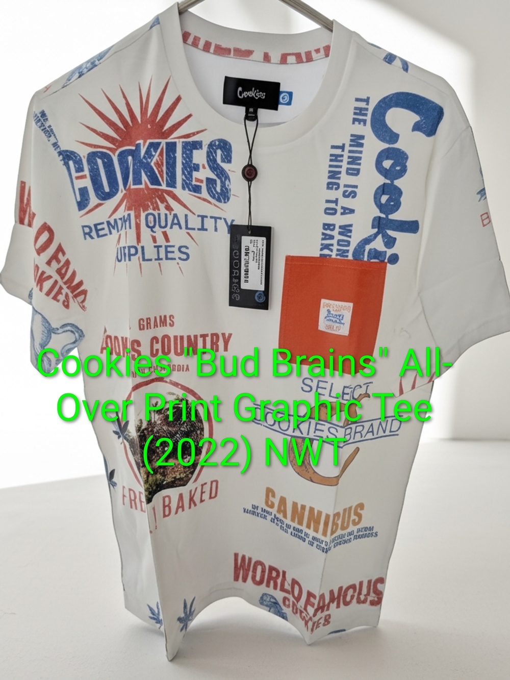 Cookies Clothing "Bud Brains" All-Over Print Graphic Tee (2022) Sz Med NWT